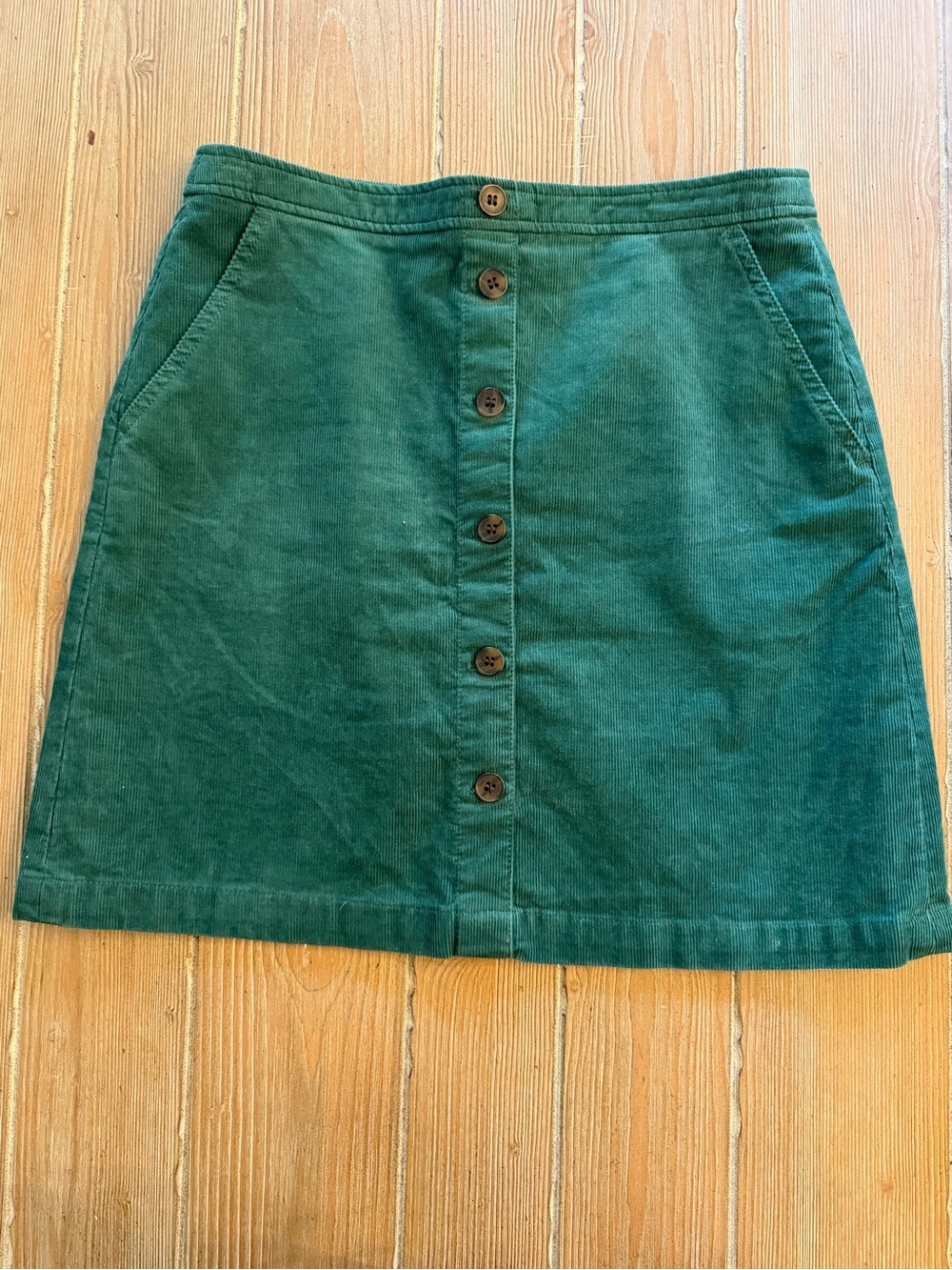 J. Crew Emerald Green Button-Front Corduroy Mini Skirt